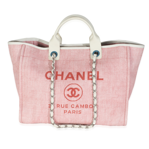 Chanel Handbags - Chanel Pink Mixed Fibers Medium Deauville Tote